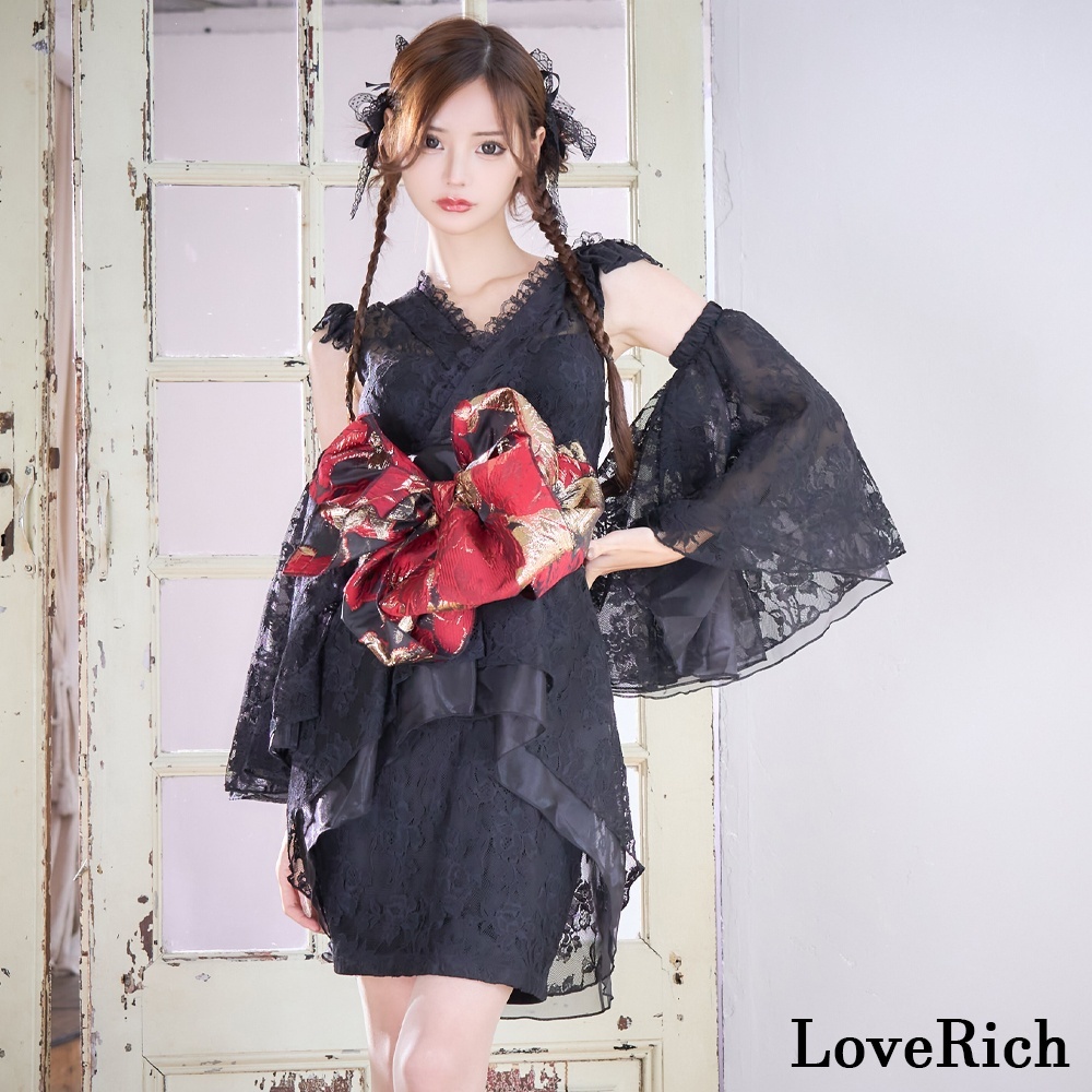 高級ライン】【3点セット】花柄レース フレアスリーブ ミニスカート