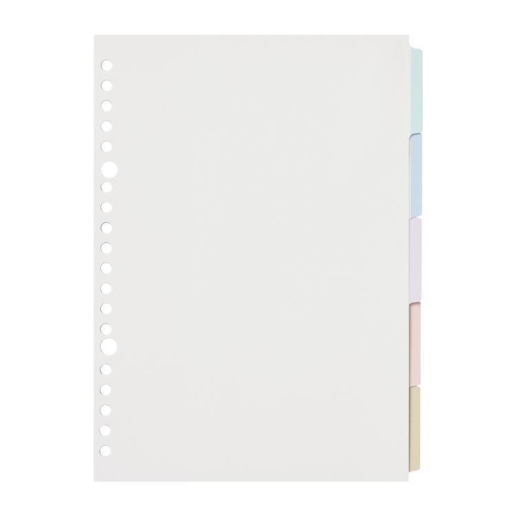 ラミネートタブインデックス A5 マイルドカラー 5山 20穴