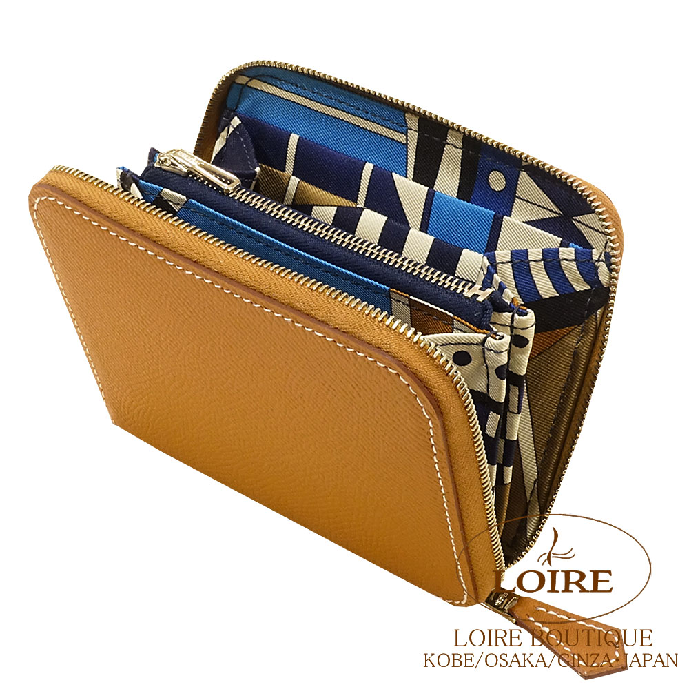 エルメス<br>アザップ シルクイン コンパクト<br>ゴールド×ブルー