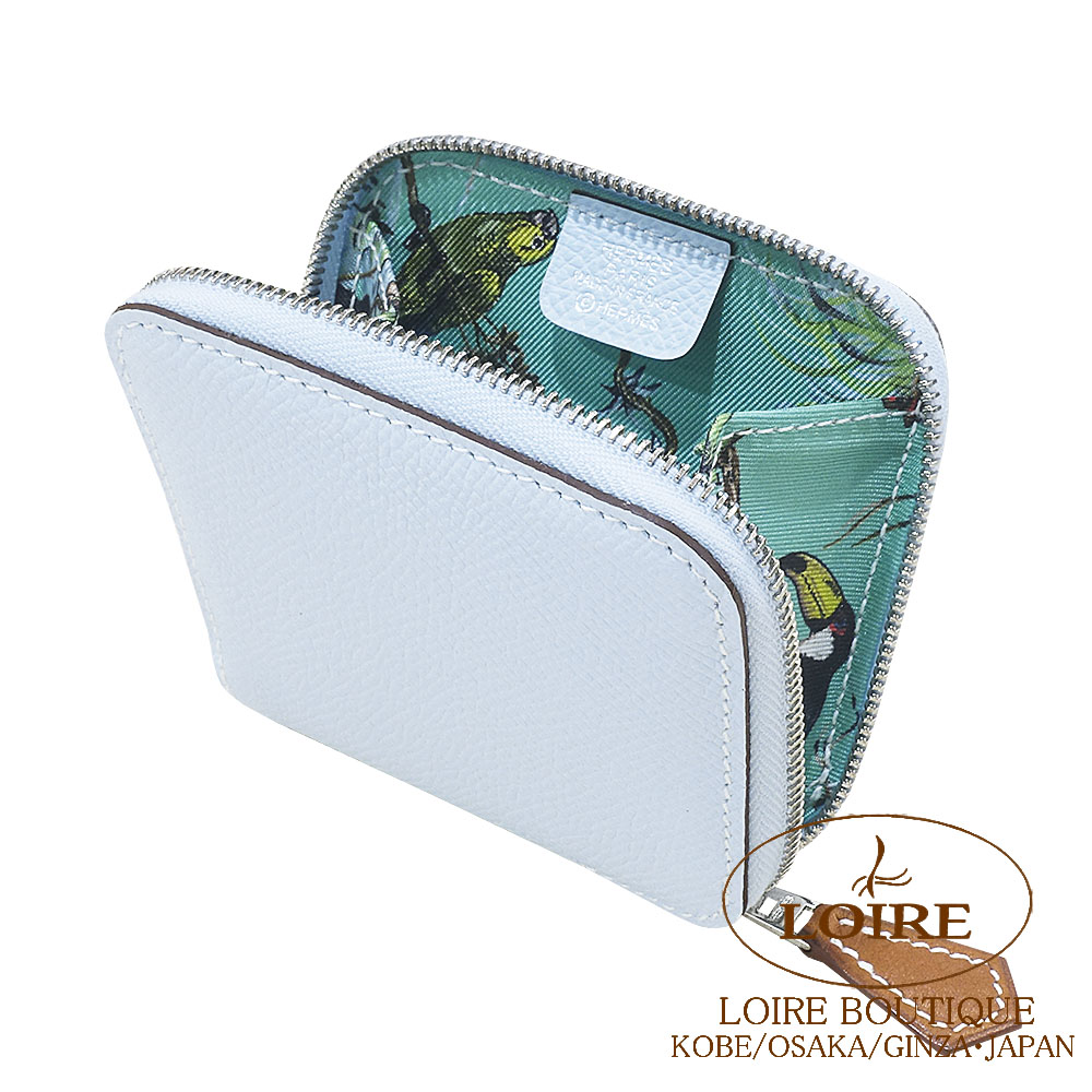 エルメス<br>アザップ シルクイン コインケース<br>ブルーブリュム