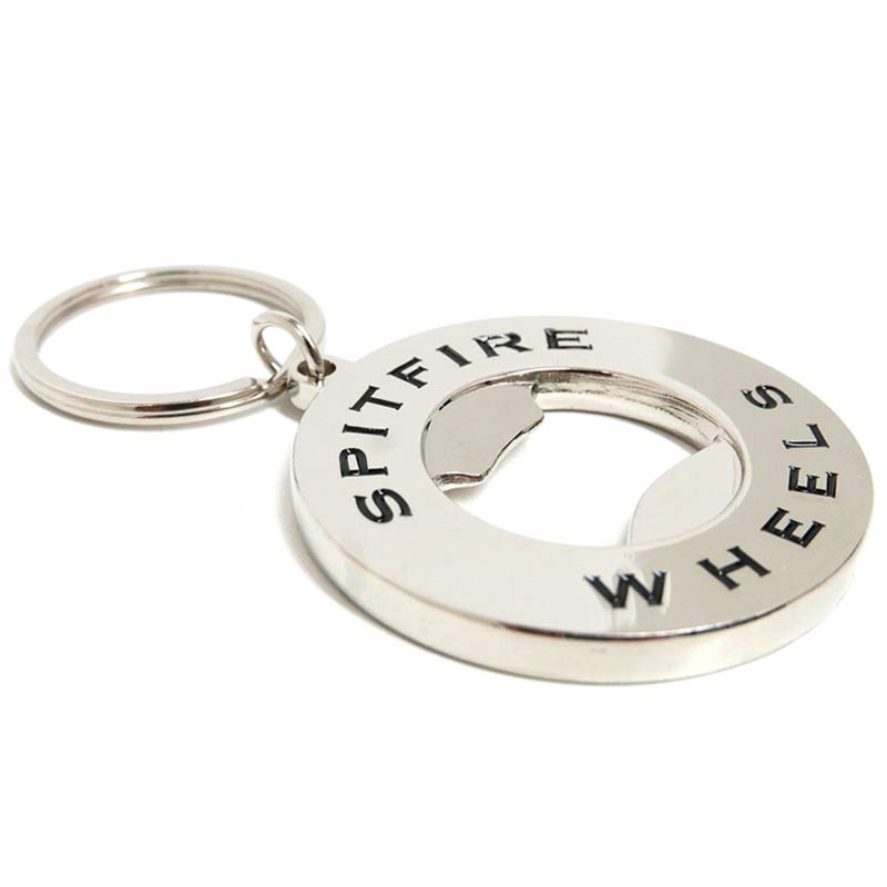 Spitfire Classic Swirl Keychain With Bottle Opener Silver