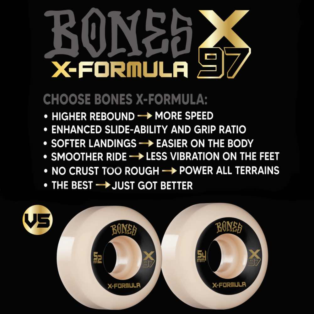 Bones X Formula V5 Sidecut 54mm 97a White - CalStreets BoarderLabs