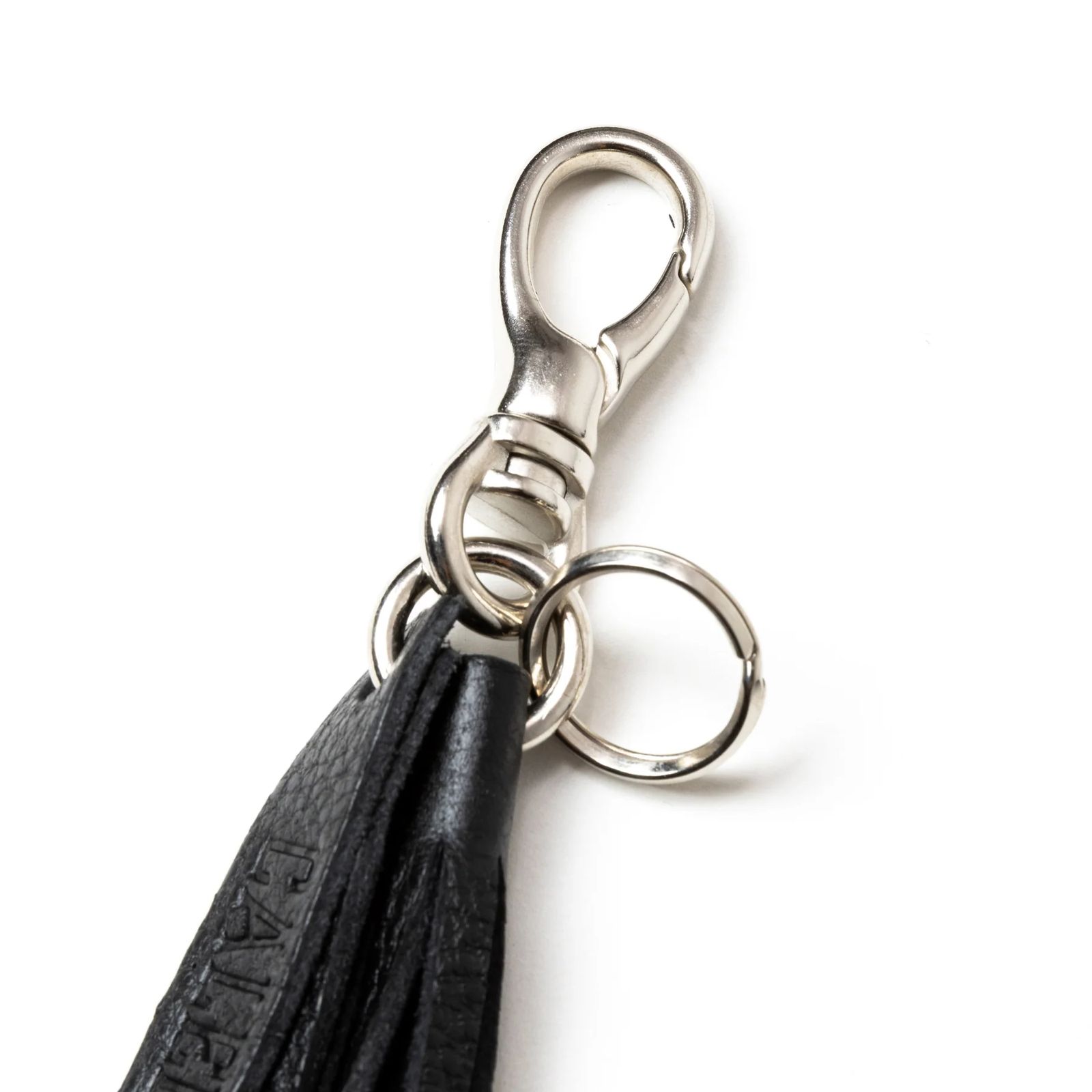 CALEE - STUDS & TASSEL LEATHER LONG KEY RING (BLACK) / スタッズ