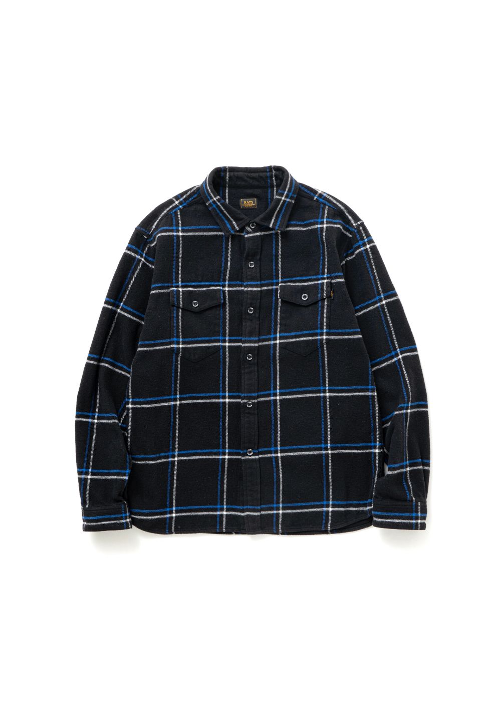 RATS - COTTON FLANNEL CHECK SHIRT (BLUE CHECK) / チェック コットン