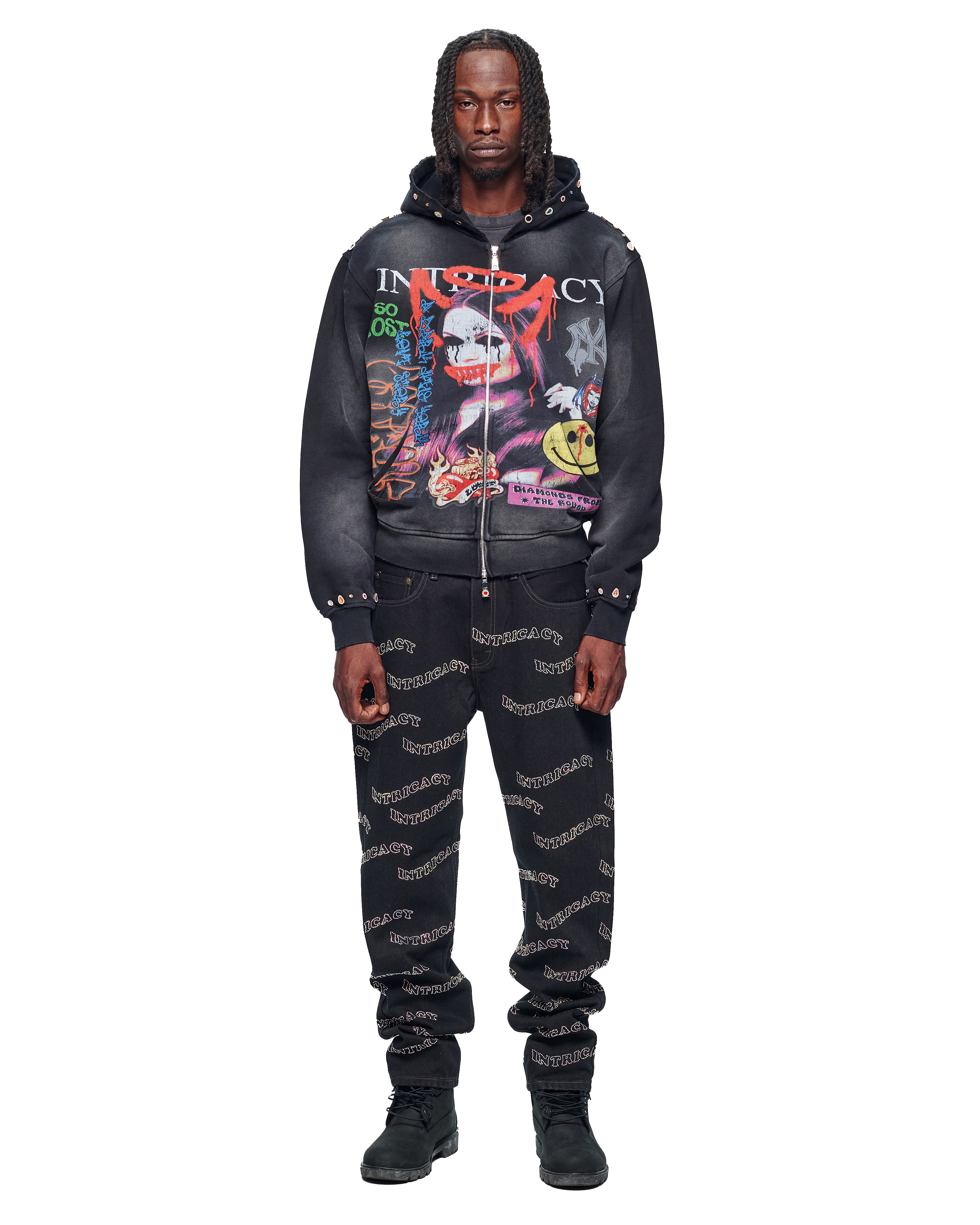 Black Front Page Mag Zip Up – Lost Intricacy