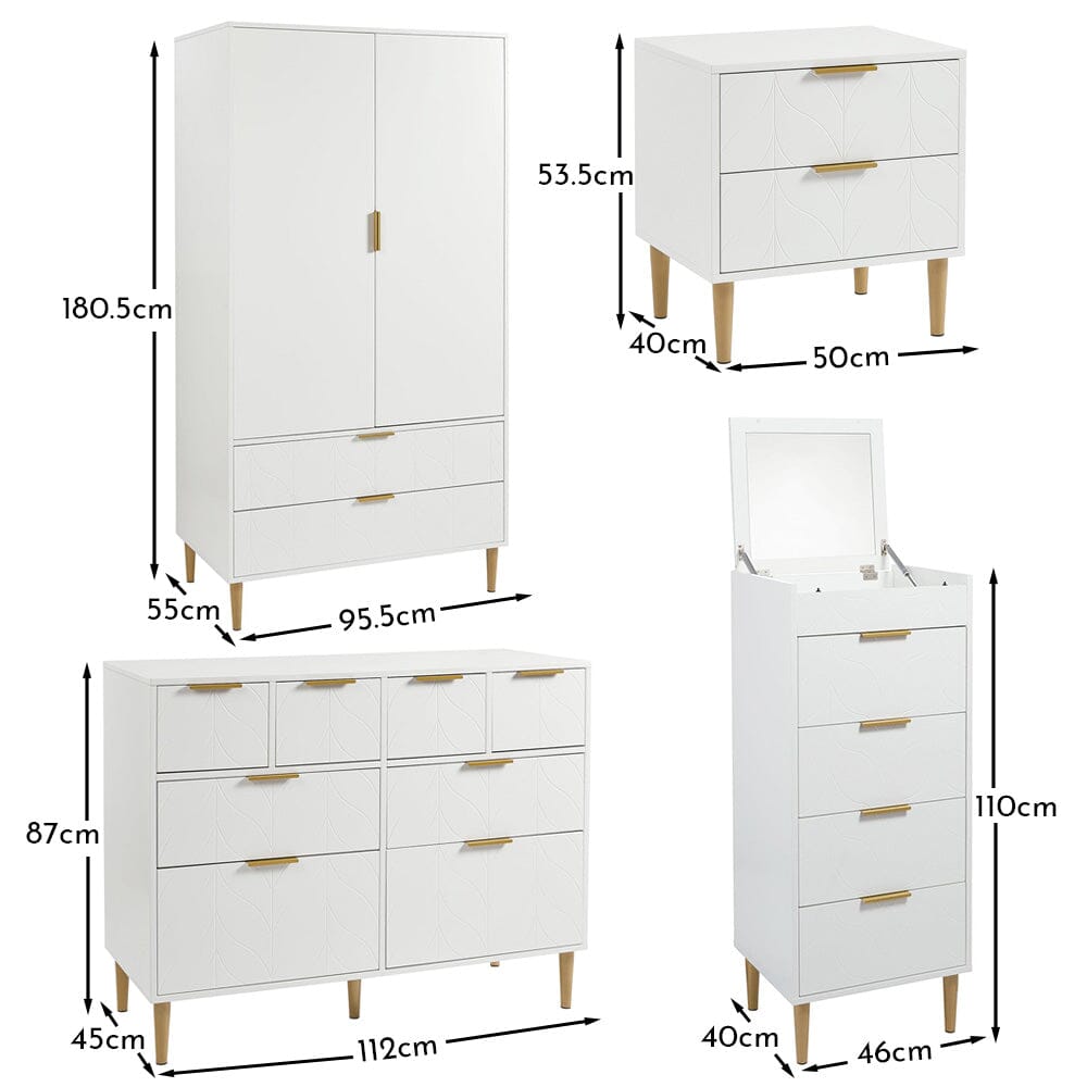 Gloria wardrobe and drawers set - 4 over 4 - white – Laura James