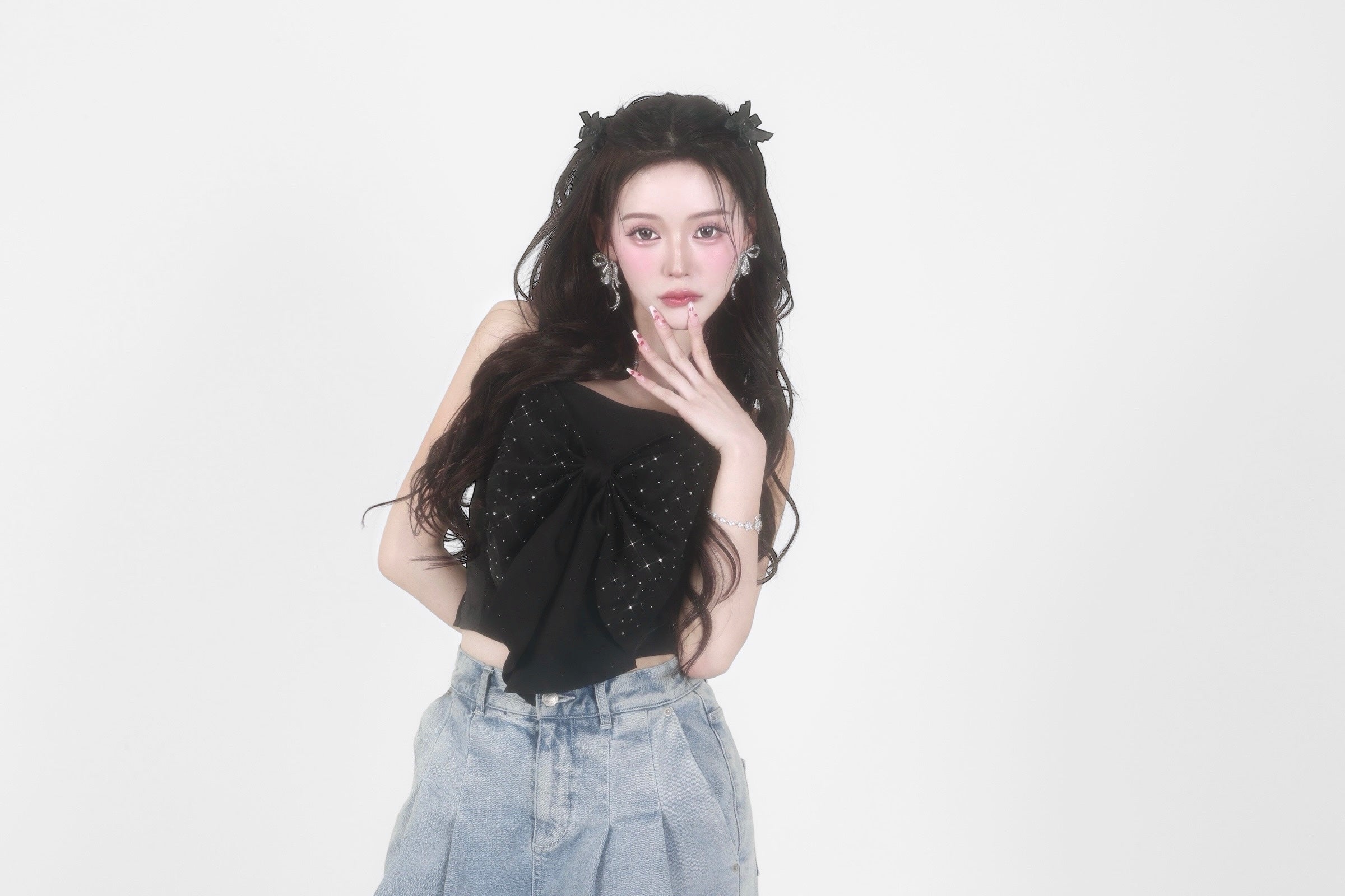 rhinestone ribbon tops｜ラインストーンリボントップス – Lazzli.