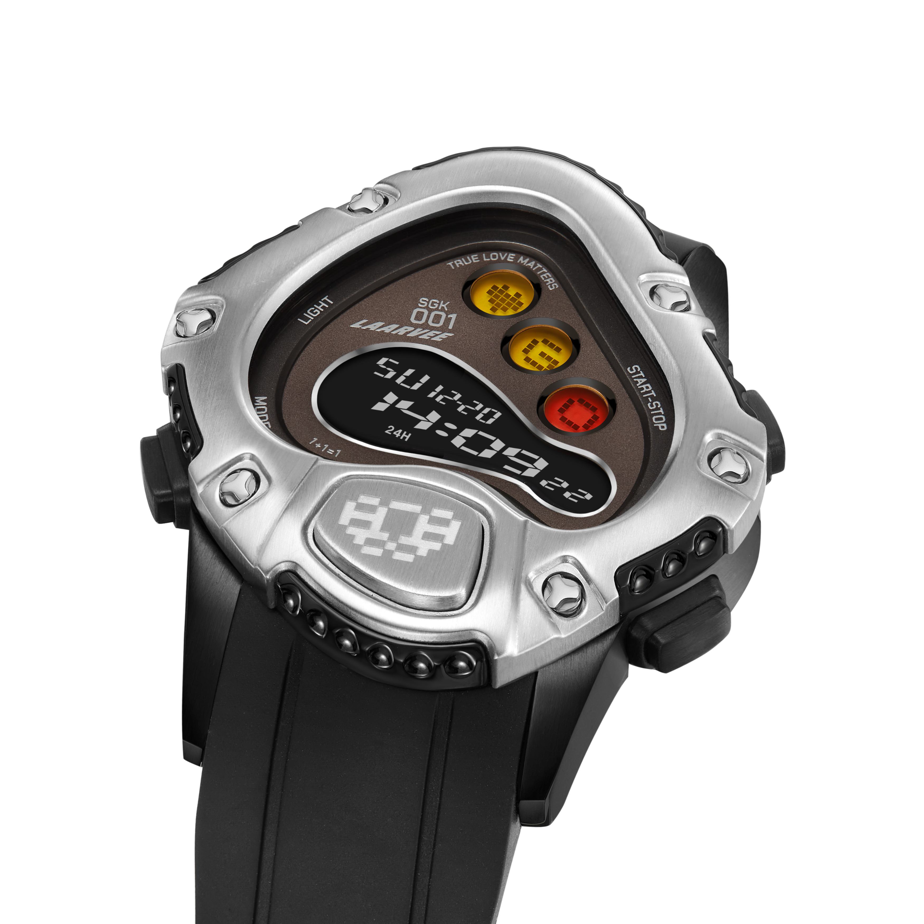 LAARVEE EL LCD Digital Watch SGK001R-BLKSVRBLK