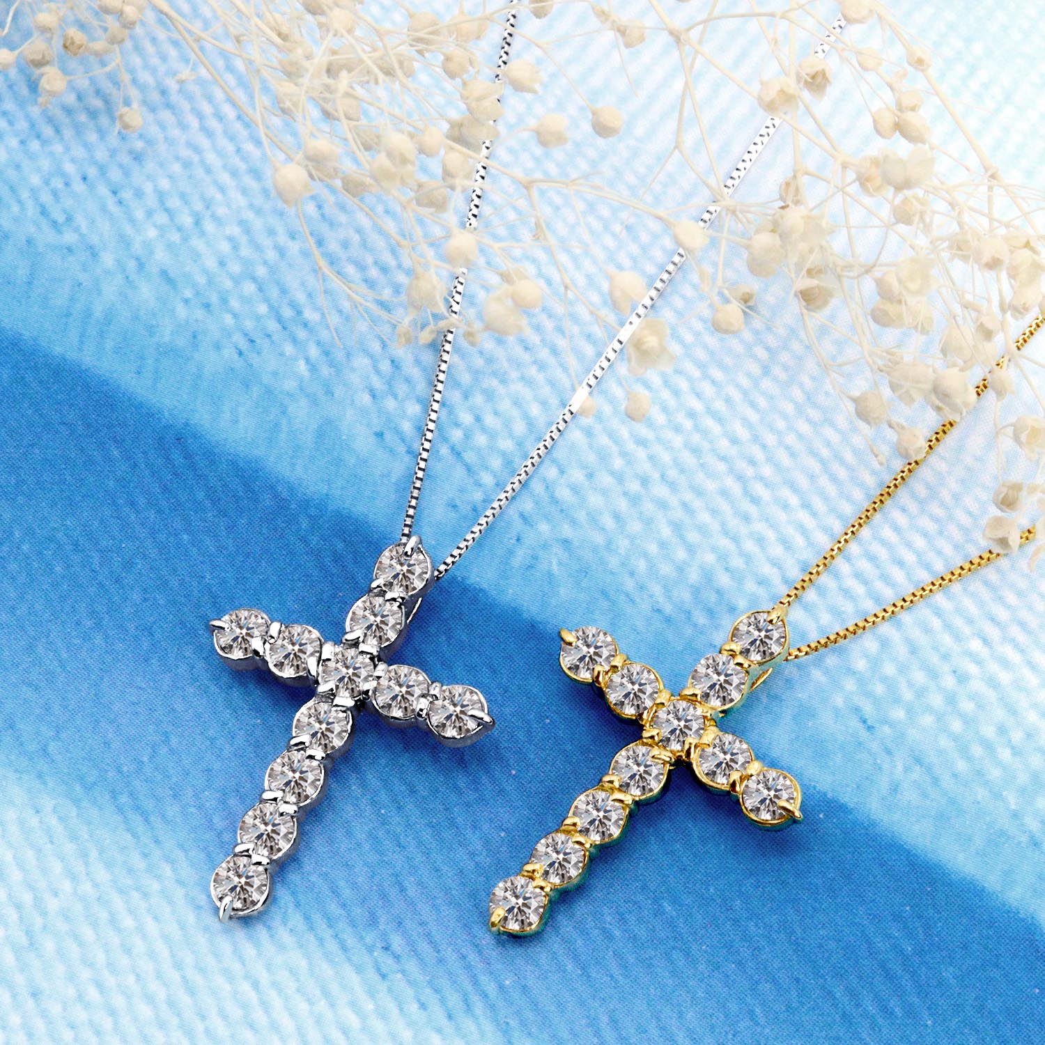 クロス ダイヤモンド ネックレス 1.0ct K18 18金 ゴールド lp37-0012-yg