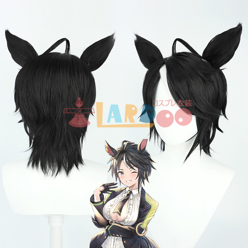 ウマ娘 プリティーダービー フジキセキ コスプレウィッグ 耳付き