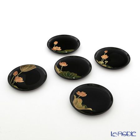 伝統工芸】輪島塗 蓮 銘々皿 絵変わり 5客揃 坂口政昭氏作 | ブランド