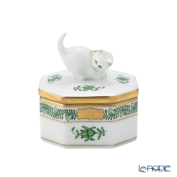 Herend ヘレンド アポニーグリーン 猫ちゃんボンボニエール Herend