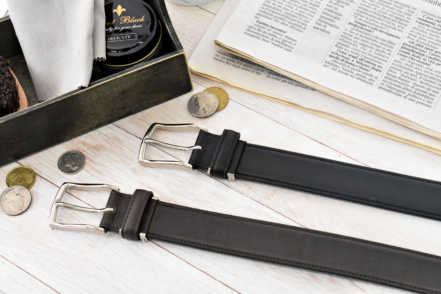 仔牛革 メンズベルト 30mm幅 「プレリーギンザ」 NB23212