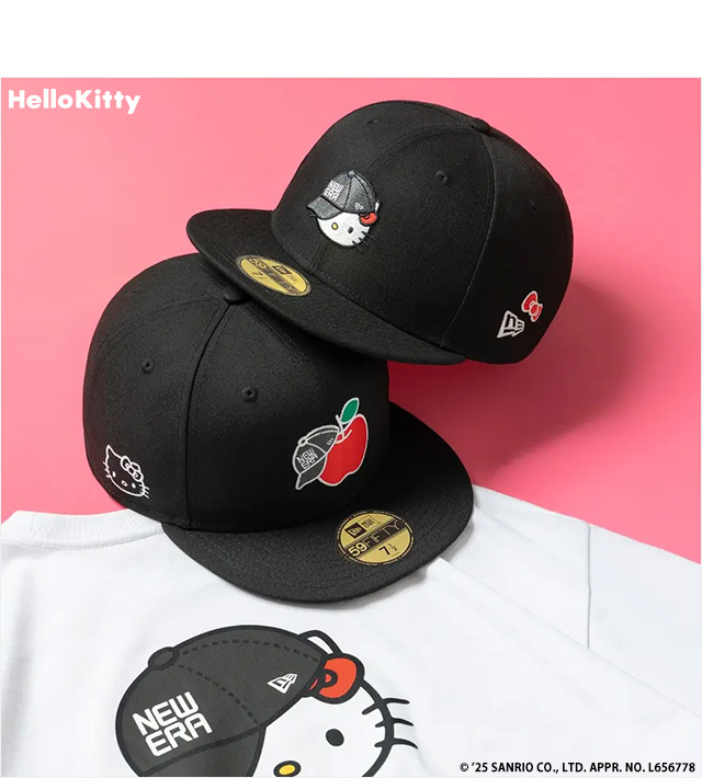ニューエラ) NEWERA 59FIFTY HELLO KITTY リンゴ ブラック (CAP