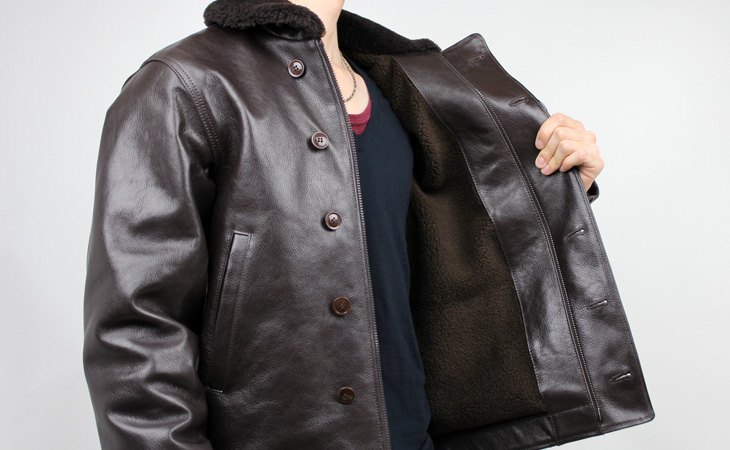 ムートン襟ゴートN-1デッキジャケット（山羊革）｜革製品専門店レザー