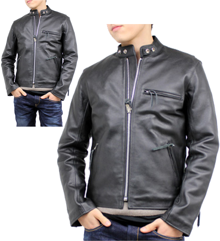 特価品】革ジャンスタンド襟ライダース（水牛革）エントリーモデル XS