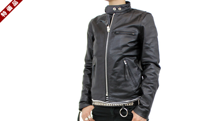 特価品】レディース革ジャン スタンド襟シングルライダース（水牛革