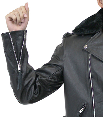 特価品】襟ボア付 サイド編み上げダブルライダース（水牛革）｜革製品