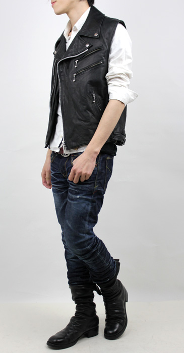 レザーベストダブル（牛革）シワ加工｜革製品専門店レザーハウス