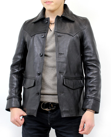 ゴートスキン30'Sカーコート（山羊革）レザージャケット 革ジャン S