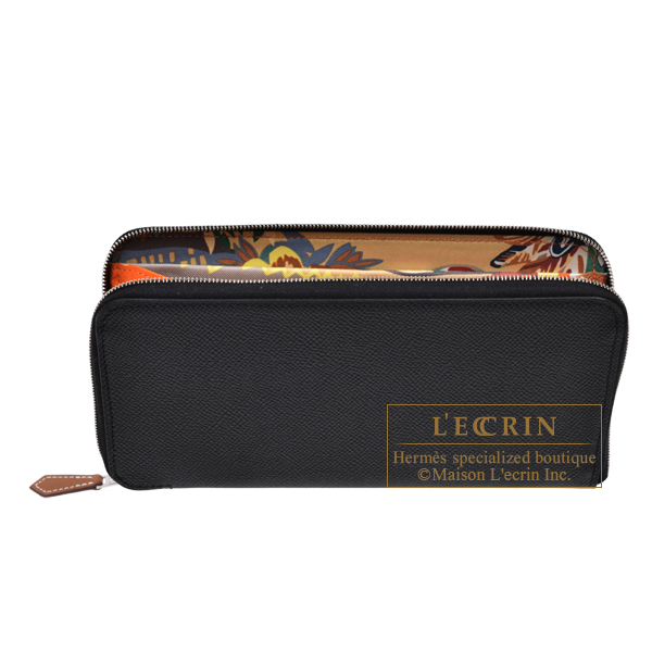 エルメス アザップ シルクイン ロング ブラック/ オレンジ ヴォー