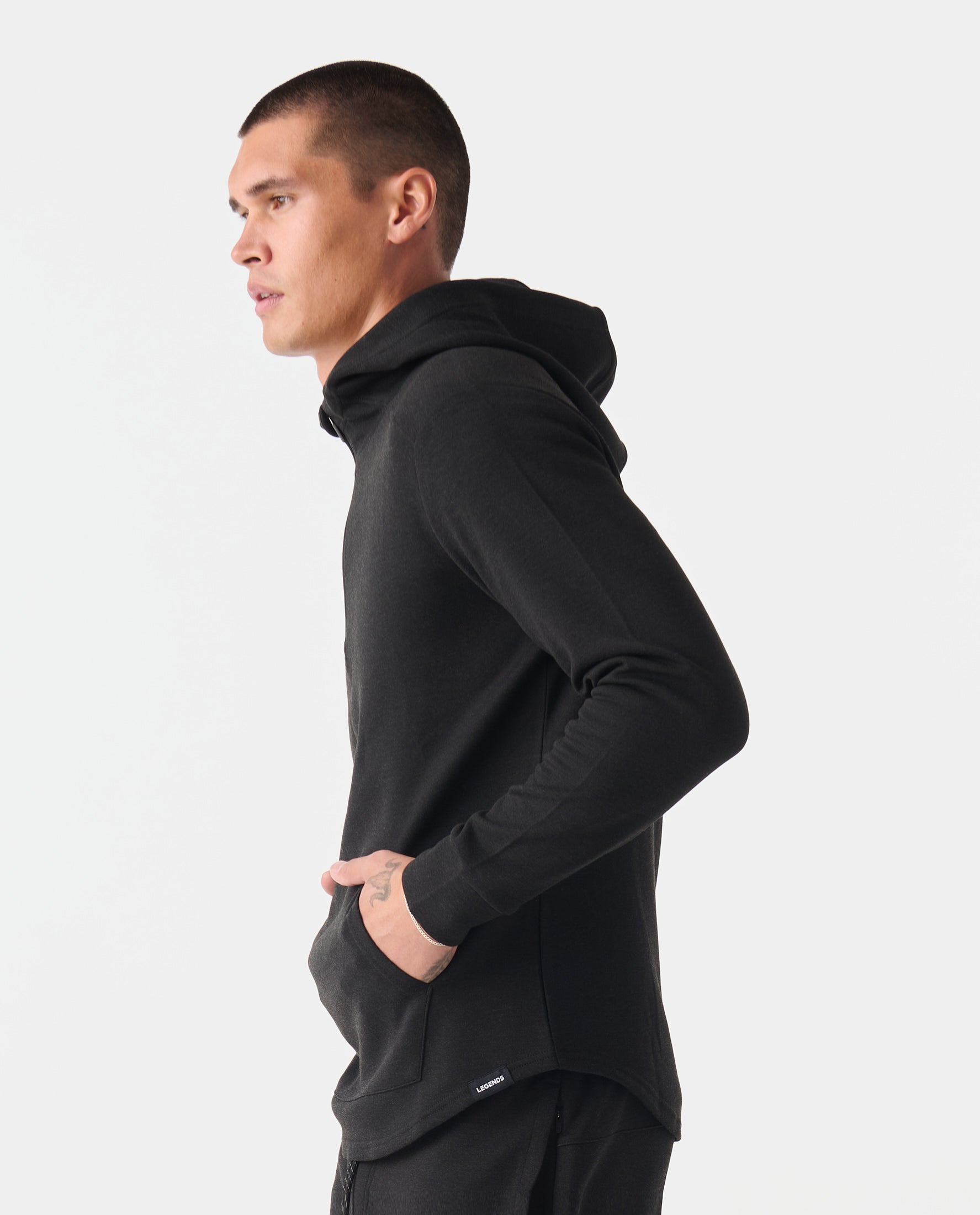 Hawthorne Tech Quarter Zip Hoodie (Slim-Fit) Black Heather – Legends