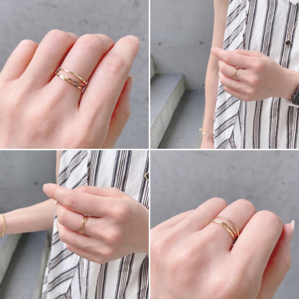 レデッサンドゥデュー 891H トリニティ 3連 ツチメ リング 18金/les