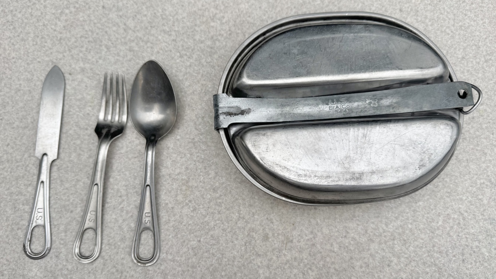 米軍実物 メスキットパン＆ナイフ・ホーク・スプーンセット1945年