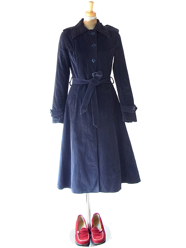 送料無料】フランス買い付け 60年代製 ネイビー X 厚手コーデュロイ