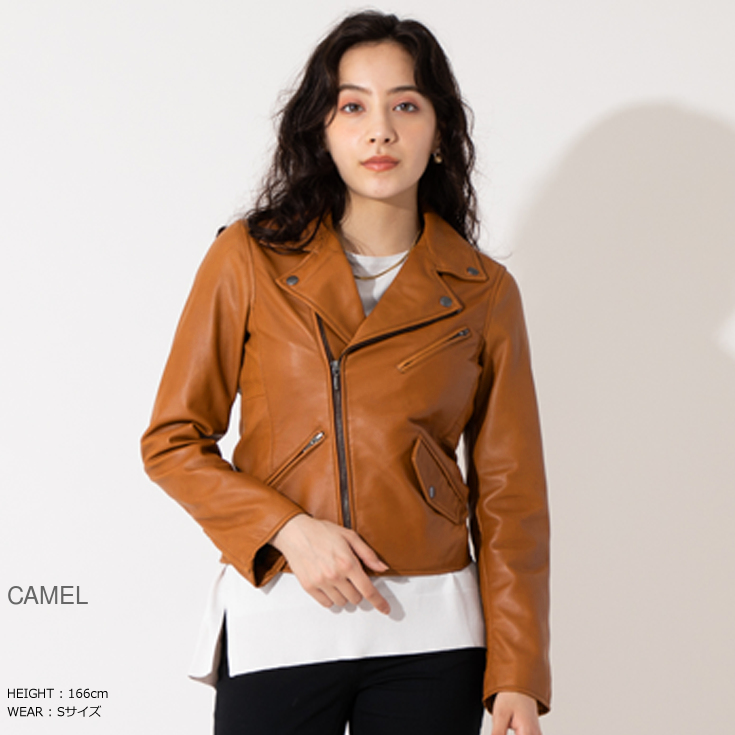 LIUGOO 本革 ダブルライダースジャケット レディース リューグー