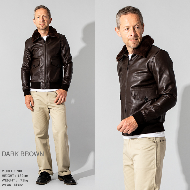 高品質牛革 フライトジャケット G1 茶 【しっとりしなやかレザー