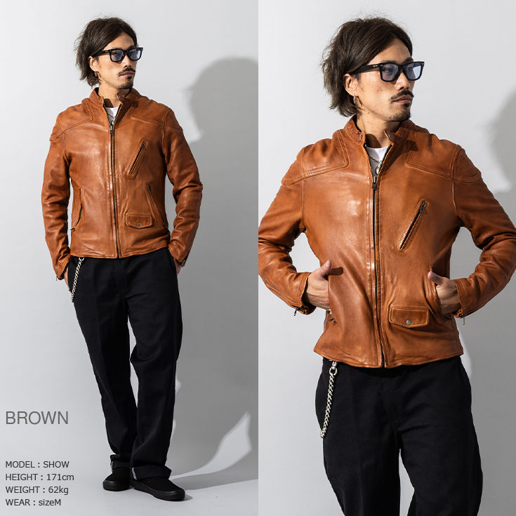 Liugoo Leathers 本革 フルベジ ビンテージ仕上げ シングルライダース