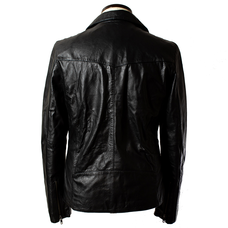 LIUGOO ZERO WASTE 本革 ダブルライダースジャケット メンズ