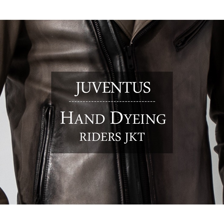 JUVENTUS 本革 手染めダブルライダースジャケット メンズ ユベントス