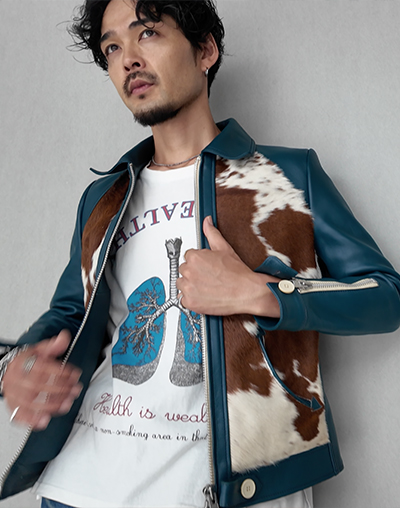 COW HIDE BLUE - レザージャケット 革ジャン 本革専門通販 リューグー