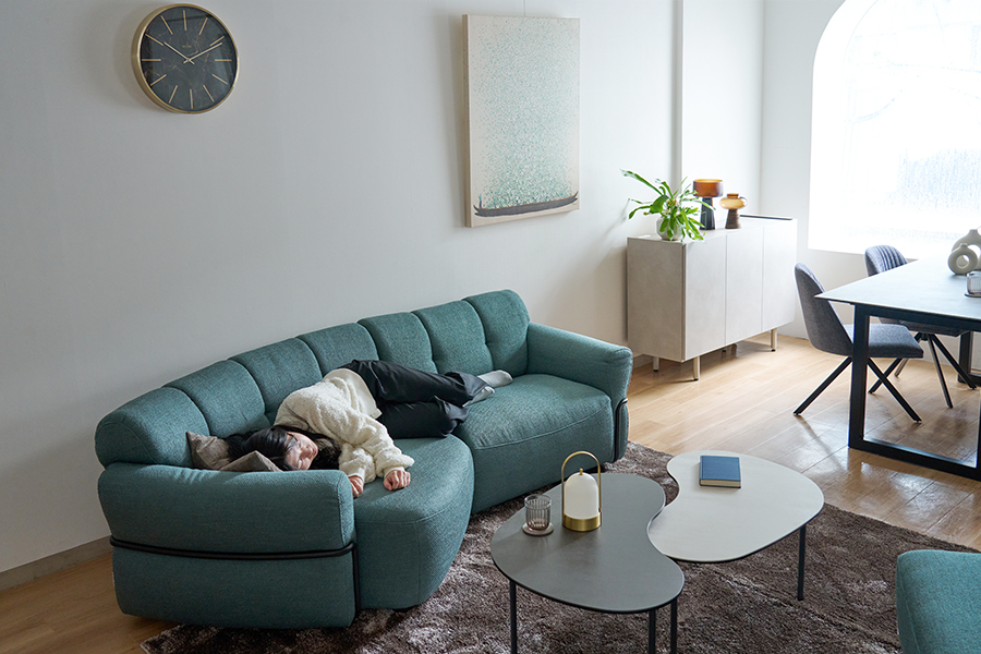 Elmina（エルミナ）シェーズソファ（GN） - カウチソファ・コーナー