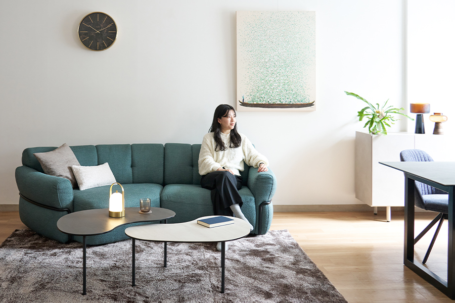 Elmina（エルミナ）シェーズソファ（GN） - カウチソファ・コーナー