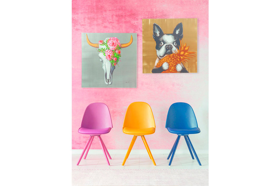 ドッグウィズパイナップル 80x80cm アート - アート・インテリア絵画の