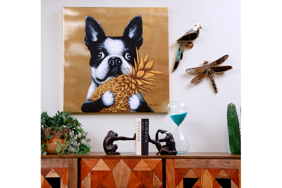 ドッグウィズパイナップル 80x80cm アート - アート・インテリア絵画の