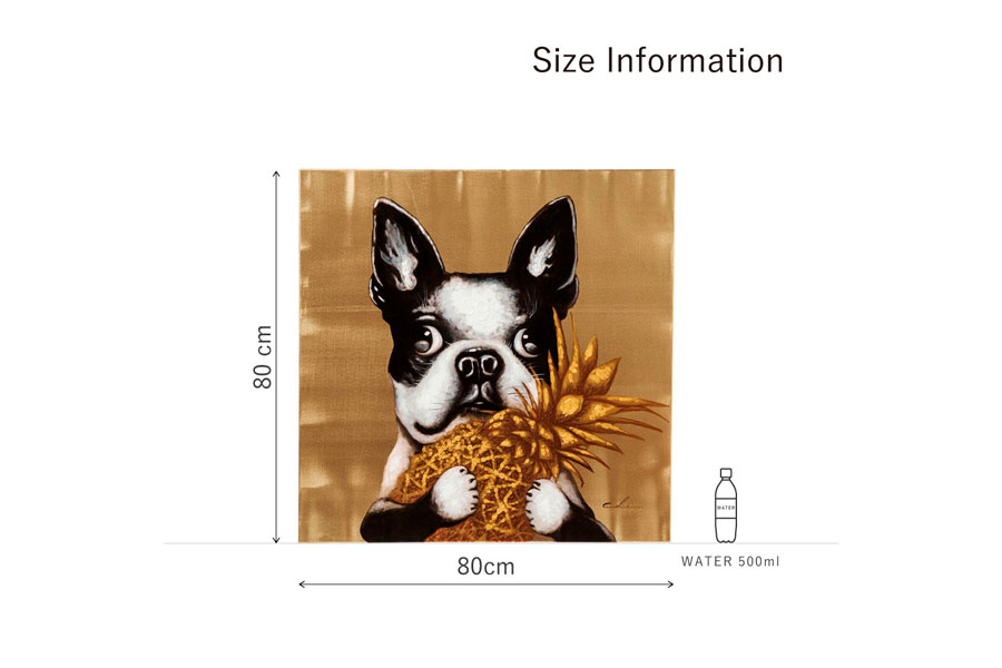 ドッグウィズパイナップル 80x80cm アート - アート・インテリア絵画の