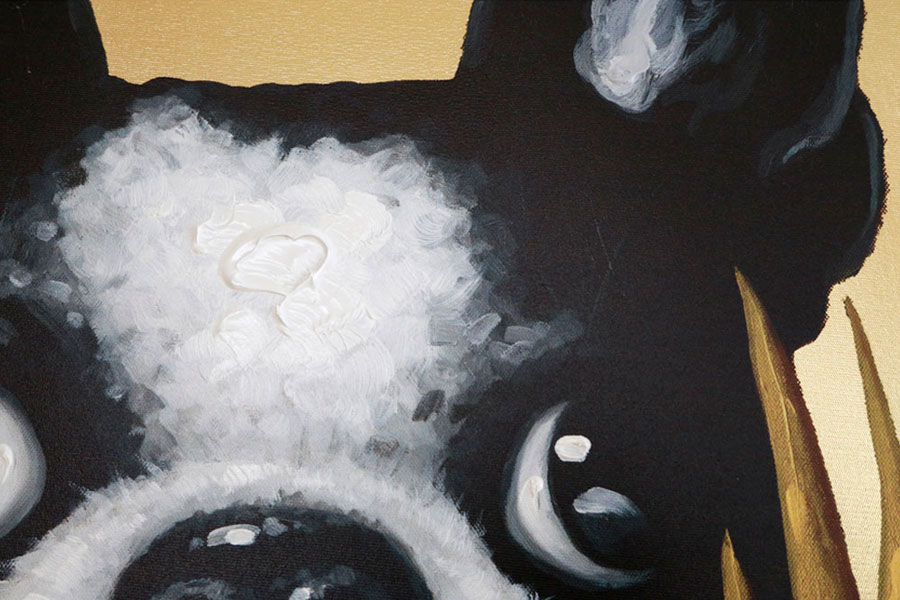 ドッグウィズパイナップル 80x80cm アート - アート・インテリア絵画の