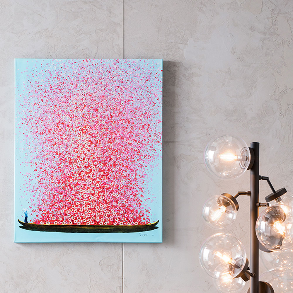 フラワーボート 100x80cm タッチドピクチャー - アート・インテリア