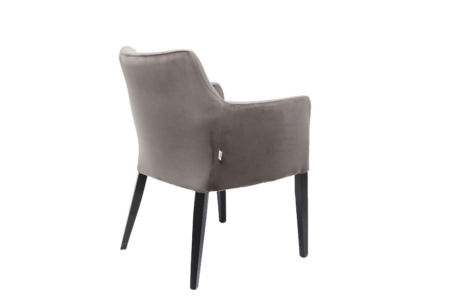 ブラック モードベルベットグレー アームチェア - ダイニングチェアの