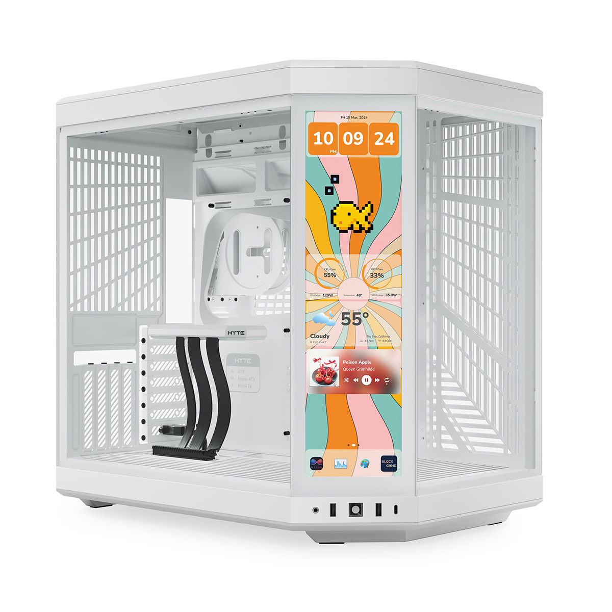 HYTE、14.9インチのタッチ液晶＆パノラマガラス搭載PCケース「HYTE Y70