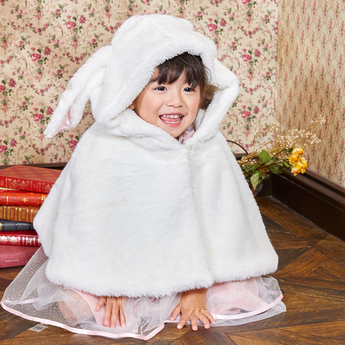 もこもこうさぎケープ ベビー＞901099∥子供用プリンセスドレス