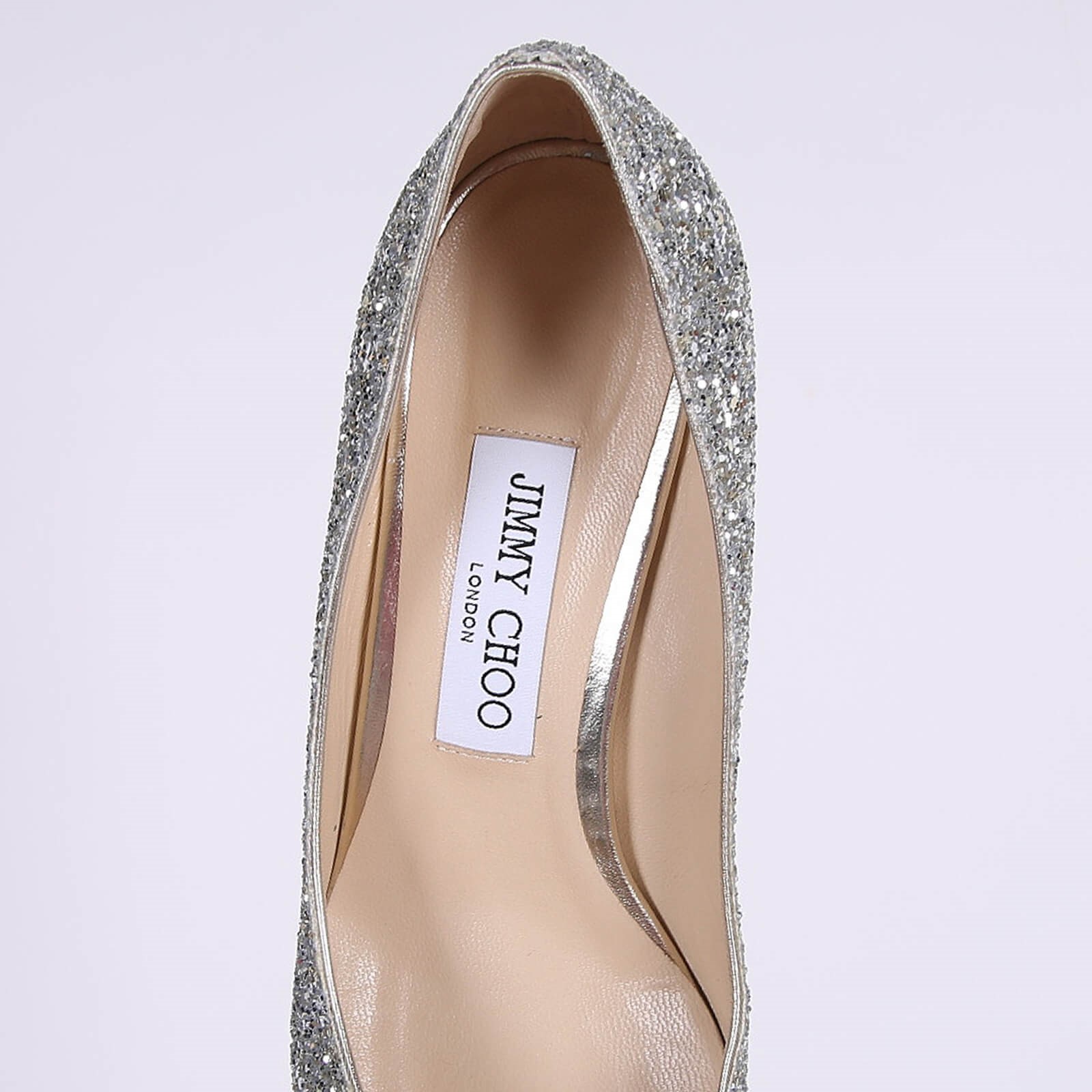 Jimmy Choo - Romy 60 Coarse Glitter Pointy Toe Pumps Silver 38,5