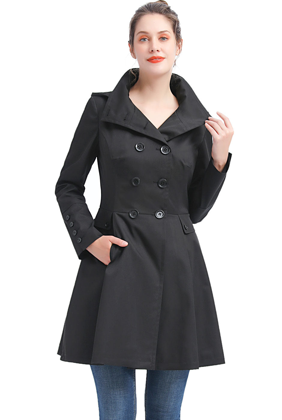 BGSD Women Kayla Waterproof Hooded Mid Length Trench Coat – Luxury