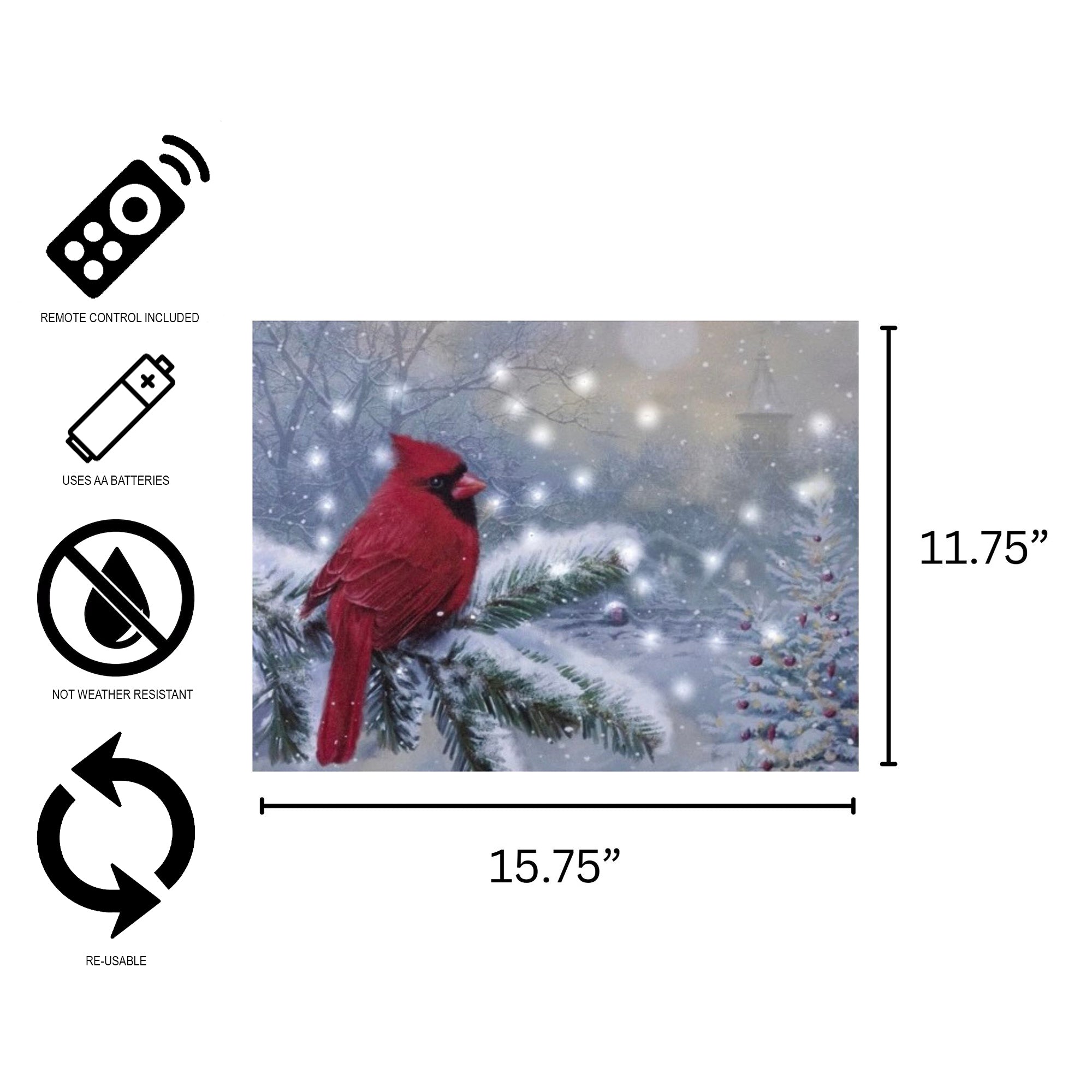 Battery-Operated Lighted Wall Art - Winter Cardinal – LumaBase