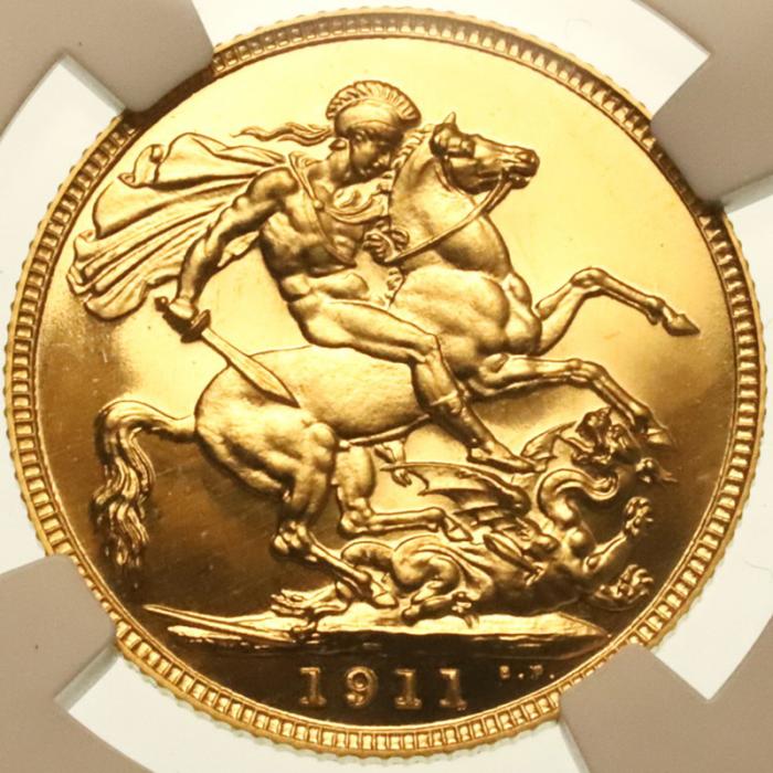 イギリス 1911年 ジョージ5世 ソブリン プルーフ金貨 NGC PF65 CAMEO