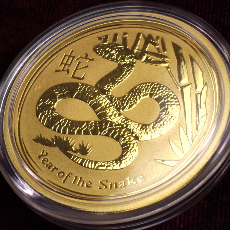 オーストラリア 2013年銘 100ドル大型 干支純金貨1/2オンス 巳年